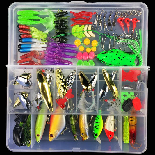 106PCs/Box Thunder Frog Set Road Sub Clamp Set Entry Level Full Swimming Layer Bait Road Sub Bait Fish Bait Set Fishing Gear